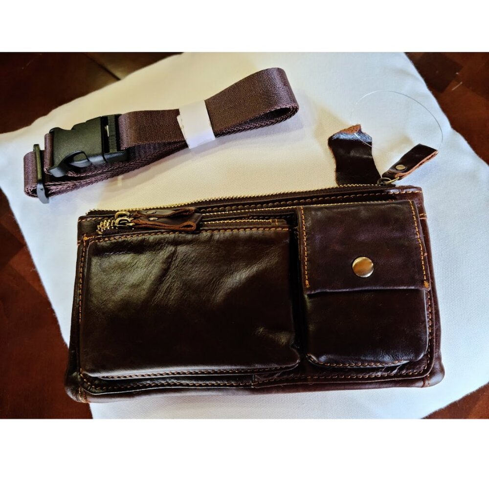 Fanny Pack Crossbody Bag Shoulder Leather Purse Travel Clutch Handbag Women Men - Picture 8 of 13